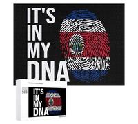 It's In My DNA CostaRica Flag Funny Wooden Puzzle Adults Difficult Jigsaw Puzzles with Storage Box for Family Game Birthday Gift