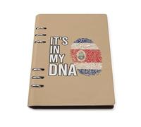 It's In My DNA CostaRica Flag Leather A5 Binder Notebook Refillable Travel Journal with 90 Sheets Personal Planner for Women Men