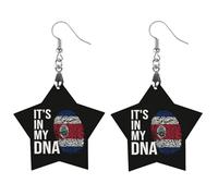 It's In My DNA CostaRica Flag Printed Wooden Earrings Pendants Lightweight Dangle Drop Earring Charms Gifts for Women