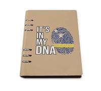 It's In My DNA Curacao Flag Leather A5 Binder Notebook Refillable Travel Journal with 90 Sheets Personal Planner for Women Men
