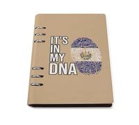 It's In My DNA ElSalvador Flag Leather A5 Binder Notebook Refillable Travel Journal with 90 Sheets Personal Planner for Women Men