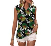 It's in My DNA French Guiana Flag Fashion Sleeveless Polo Shirt Sport Tennis Tank Top Printed Button Down Collared Shirts for Women