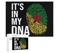 It's In My DNA French Guiana Flag Funny Wooden Puzzle Adults Difficult Jigsaw Puzzles with Storage Box for Family Game Birthday Gift