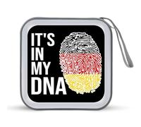 It's In My DNA Germany Flag Portable CD Case Holder 40 Capacity Travel DVD Wallet Hard Plastic Zipper Storage for Car Home Travel