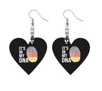 It's In My DNA Germany Flag Printed Wooden Earrings Pendants Lightweight Dangle Drop Earring Charms Gifts for Women