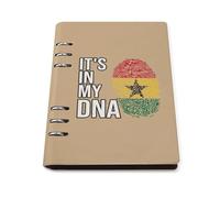It's In My DNA Ghana Flag Leather A5 Binder Notebook Refillable Travel Journal with 90 Sheets Personal Planner for Women Men