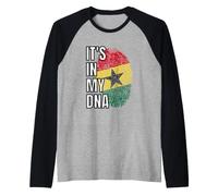 Its in My DNA Ghanian Flag Ghana Fingerprint Raglan Baseball Tee
