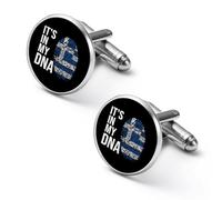 It's In My DNA Greece Flag Men’s Metal Cufflinks Classic Cufflink Jewelry Gift for Studs Tuxedo Shirts Business Wedding