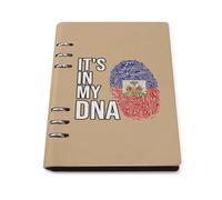 It's In My DNA Haiiti Flag Leather A5 Binder Notebook Refillable Travel Journal with 90 Sheets Personal Planner for Women Men