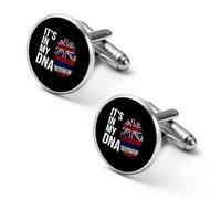 It's In My DNA Hawaii State Flag Men’s Metal Cufflinks Classic Cufflink Jewelry Gift for Studs Tuxedo Shirts Business Wedding