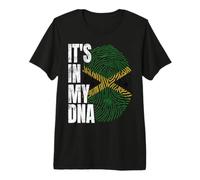 It's in My DNA Jamaican Flag Fingerprint Lion and Palm Tree Premium T-Shirt