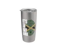 It's in My DNA Jamaican Flag Fingerprint Lion and Palm Tree Stainless Steel Insulated Tumbler