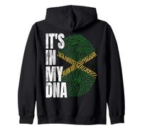 It's In My DNA Jamaican Flag Fingerprint Lion and Palm Tree Zip Hoodie