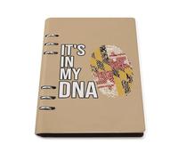 It's In My DNA Maryland Flag Leather A5 Binder Notebook Refillable Travel Journal with 90 Sheets Personal Planner for Women Men