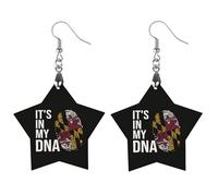 It's In My DNA Maryland Flag Printed Wooden Earrings Pendants Lightweight Dangle Drop Earring Charms Gifts for Women
