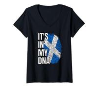 Its In My DNA Scottish Flag Scotland Fingerprint V-Neck T-Shirt