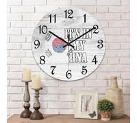 It's In My DNA South Korea Flag Fingerprint Wall Clocks South Korea Round Clock 15 Inch, Silent Non-Ticking Clock, Battery Operated Accurate Wood Wall Clock Decorations for Farmhouse Home Office