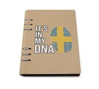 It's In My DNA Sweden Flag Leather A5 Binder Notebook Refillable Travel Journal with 90 Sheets Personal Planner for Women Men