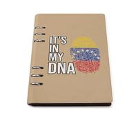 It's In My DNA Venezuela Flag Leather A5 Binder Notebook Refillable Travel Journal with 90 Sheets Personal Planner for Women Men