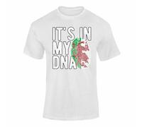 Its in My DNA Welsh Flag T Shirt - Proud to Be Welsh T-Shirt for Kids & Adults, Cymru Dragon Thumbmark Tee, Welsh Roots Football Gift White Large