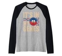 It's in My Genes Haiti Flag DNA Pride Raglan Baseball Tee