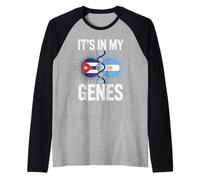 It's in My Genes Half Argentine Cuban Roots Cuba Raglan Baseball Tee