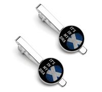 IT'S In MyScotland Scottish Flag Tie Clip for Men,Round Tie Bar Clips And Cufflinks Set for Luxury Clothing Accessories 2 Pcs&-A0B1