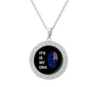 It's Is My DNA New Zealand Round Pendant Necklace Diamond Edging Brilliant Personalized Jewelry Gifts for Women Silver-style