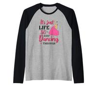 It's Just Life So Keep Dancing Through - Pink Witchy Raglan Baseball Tee