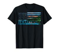 It's Lake Time Sunset American Flag Summer Vacation Fishing T-Shirt