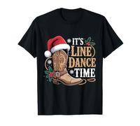 It's Line Dance Time Line Dancing Santa Hat Christmas Eve T-Shirt