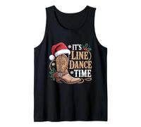 It's Line Dance Time Line Dancing Santa Hat Christmas Eve Tank Top
