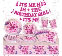 Its Me Hi Im The Birthday Girl Its Me Tableware, Music Party Decorations includes Its Me Hi Im The Girl Its Me Banner Music Paper Plates and Napkins for Girls Birthday Party Supplies