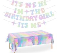 Its Me Hi Im The Birthday Its Me Banner, Glitter Iridescent Popular Birthday Party Decorations Banner With Table Cloth, Its A Garland for Party Decorations