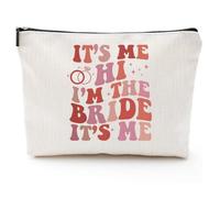 It's Me Hi I'm The Bride It's Me Makeup Bag, Bride Gifts for Women, Bachelorette Party Essential Cosmetic Pouch, Bridal Shower Gift, Wedding Survival Kit for Brides, Honeymoon Travel Organizer Bag,