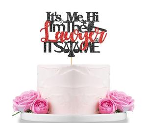 It's Me Hi I'm the lawyer It's Me Cake Topper Law School Graduation Cake Decorations Passed the Bar Party Decorations Supplies Black Red Glitter