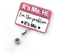 It's Me Hi I'm The Problem It's Me Badge Reel Retractable, Funny Badge Reel for Nurse Nursing RN CNA Medical Assistant & Office Staff, ID Name Badge Holder with Alligator Clip & 24” Durable Nylon Cord