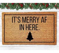 It's Merry AF in Here Doormat, Christmas Doormat, Welcome Mat, Funny Doormat, Holiday Decor, Christmas Decor, Holiday Doormat Home Kitchen Balcony Decoration 18x30 Inch
