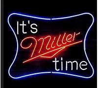 It's Miller Time Neon Signs Handmade Real Glass Neon Tube Beer Bar Pub Party Wall Window Display Home Bedroom Garage Decoration
