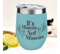 It's Mimosa Not Mimosa Wine Tumbler - Stainless Steel Insulated Cup for Wine, Coffee - Stemless Wine Glasses - Funny Travel Mug with Lid - 12 OZ