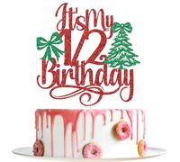 It's My 1/2 Birthday Cake Topper, Xmas Half Way to One, Santa Baby, Christmas Half Birthday Party Decorations, Red Glitter