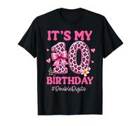 It's My 10th Birthday Girl Pink Leopard Bow Double Digits Value Graphic T-Shirt, Men, Black, M