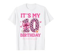 It's My 10th Birthday Girl Pink Leopard Bow Double Digits Value Graphic T-Shirt, Men, White, M