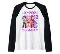It's My 12th Birthday Cute Chibi Kpop Funny 12 Birthday Girl Raglan Baseball Tee
