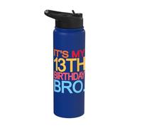 It's My 13th Birthday Bro - Funny Birthday Joke Design Stainless Steel Insulated Water Bottle
