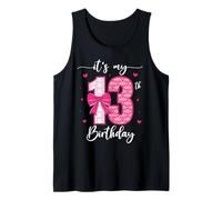 It's My 13th Birthday Funny Girls 13 Year Old Bday Party Bow Tank Top