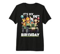 It's My 14th Birthday Zoo Safari Jungle Animals Lover Kids Premium T-Shirt