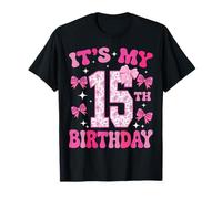 It's My 15th Birthday Girl Pink Coquette Bow 15 Year Old Fun T-Shirt