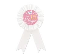 It's My 15th Birthday Tinplate Badge, Mis 15 Quince Button Pin, White Rosette Happy 15th Birthday Award Ribbon Pin for Girl, Pink Brooch Buttons for Girl Fifteen Birthday Party Decoration