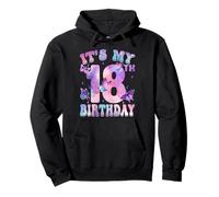 It's My 18th Birthday Butterfly Theme 18 Year Old Party Girl Pullover Hoodie